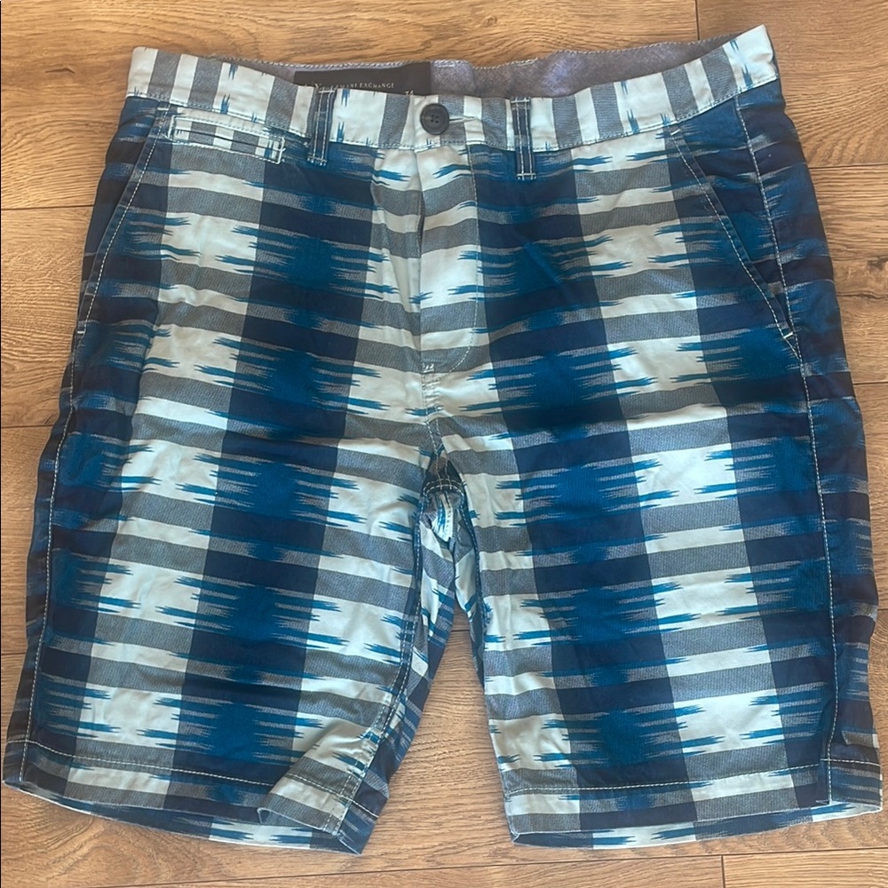 Armani Exchange Teal and Navy patterned shorts